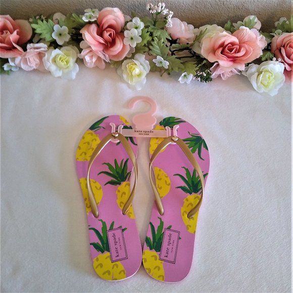 Kate Spade Nassau Pineapple Print Flip Flops - NEW - Picture 5 of 7